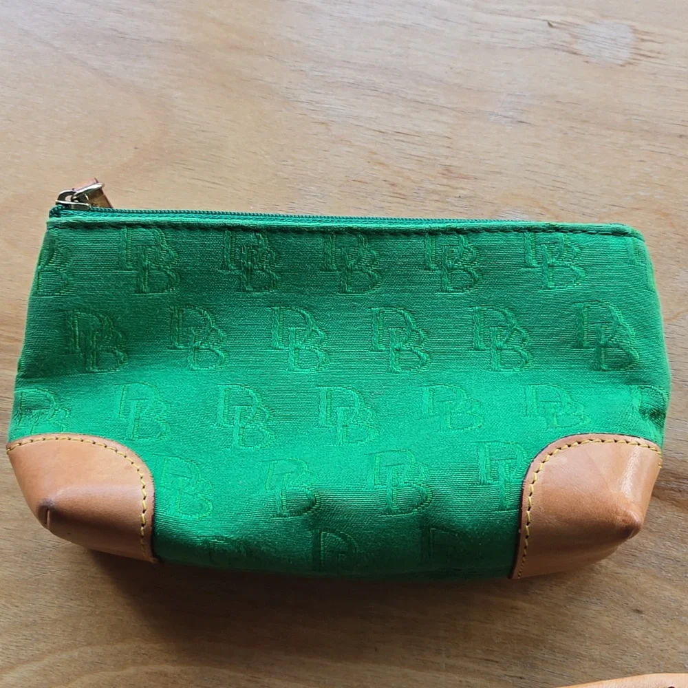 Dooney &Bourke Green and Tan Suede Tote with Leather Trim - Picture 8 of 10